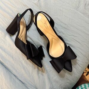 Jessica Simpson Elegant Black Bow Slingback Heels